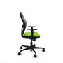 Silla de oficina Jorquera con mecanismo Sincro tapizada con Similpiel color Pistacho y malla color Gris. Equipada con lumbar 1D, Brazos 1D y Ruedas 65mm nailon