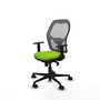 Silla de oficina Jorquera con mecanismo Sincro tapizada con Similpiel color Pistacho y malla color Gris. Equipada con lumbar 1D, Brazos 1D y Ruedas 65mm nailon