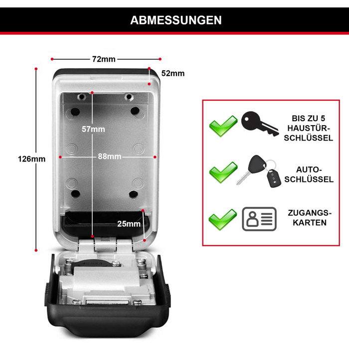 Master Lock Caja de llaves 5425EURD con combinación retroiluminada y soporte de pared Master Lock Caja de llaves 5425EURD con combinación retroiluminada y soporte de pared