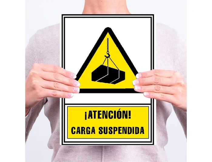 Archivo 2000 Pictograma Atencion Carga Suspendida PVC Amarillo Luminiscente 210x297 mm