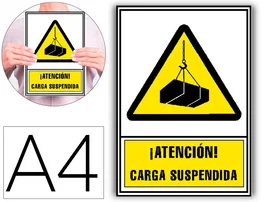 Archivo 2000 Pictograma Atencion Carga Suspendida PVC Amarillo Luminiscente 210x297 mm