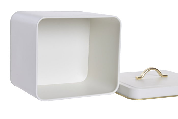 DKD Home Decor Caja Metal 18x15,5x16 Cápsulas Blanco Roto y Dorado