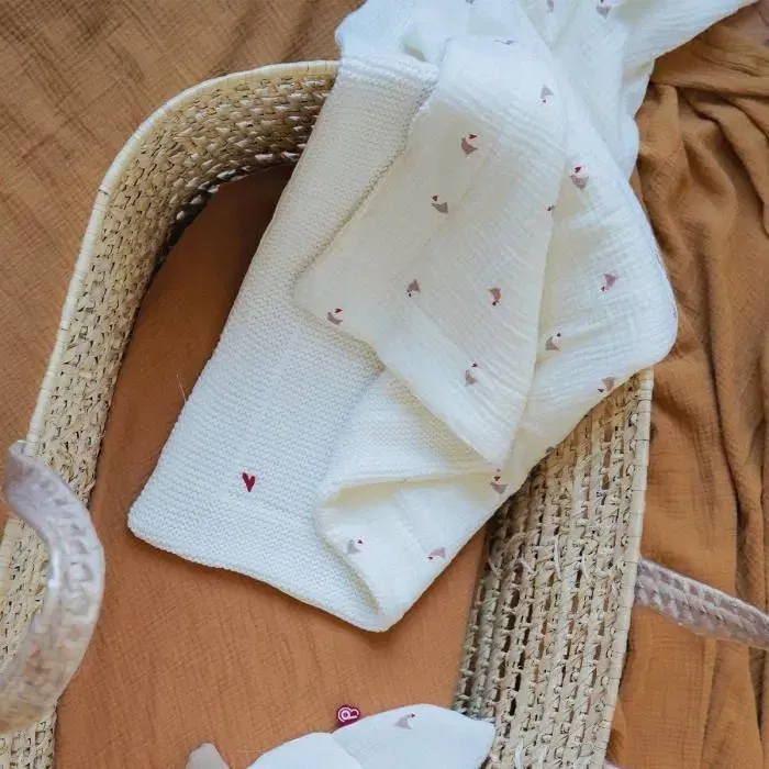 Domiva Manta Amor de Maternidad DOM1732404999619 Doble Cara Punto Grueso y Muselina 75 x 100 cm