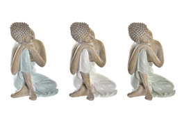 DKD Home Decor Figura Oriental Resina Azul Verde Blanco 13 x 12.5 x 18.5 cm