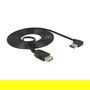 DeLock Cable de extensión USB 2.0, USB-A macho a USB-A hembra, 2 metros, negro, transferencia hasta 480 Mbps