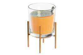 DKD Home Decor Vela de Citronela en Cristal y Metal 120g Amarillo