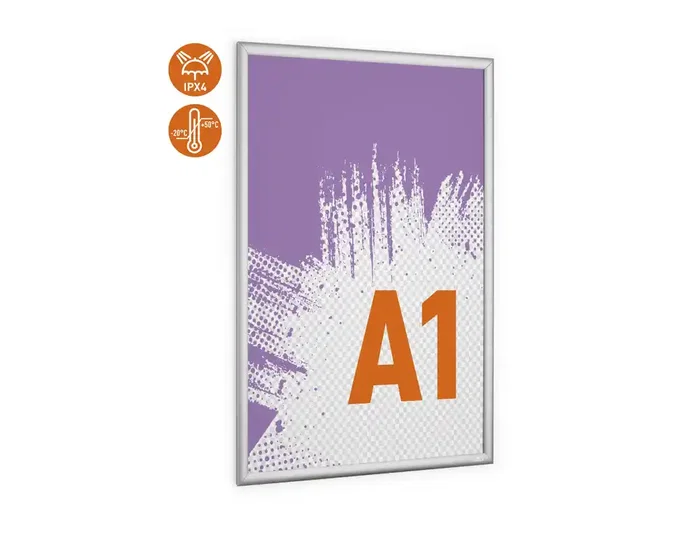 Durable Marco portaanuncios exterior aluminio anodizado plata para póster A1 895x645x12 mm con protección UV