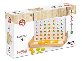 Cayro Juego Acierta 4 de Madera con 42 Piezas para 2 Jugadores, 28,5x17x4cm