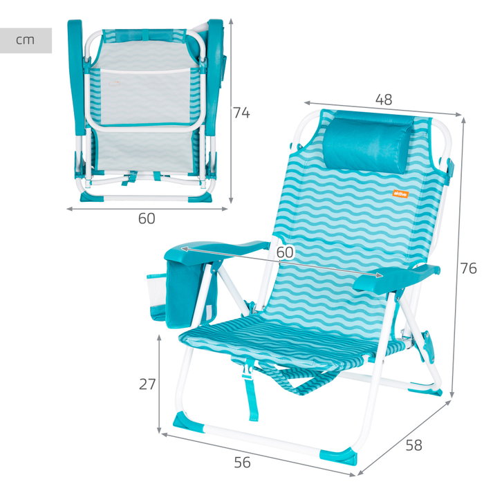 AKTIVE Silla de playa plegable 48x58x76cm