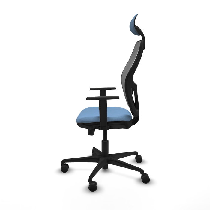 PIQUERAS Y CRESPO Silla de oficina Jorquera con mecanismo Sincro/Traslack, Tela Azul cielo y Malla Gris