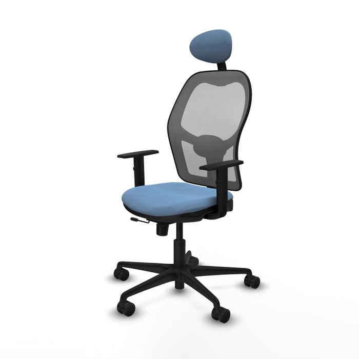 PIQUERAS Y CRESPO Silla de oficina Jorquera con mecanismo Sincro/Traslack, Tela Azul cielo y Malla Gris