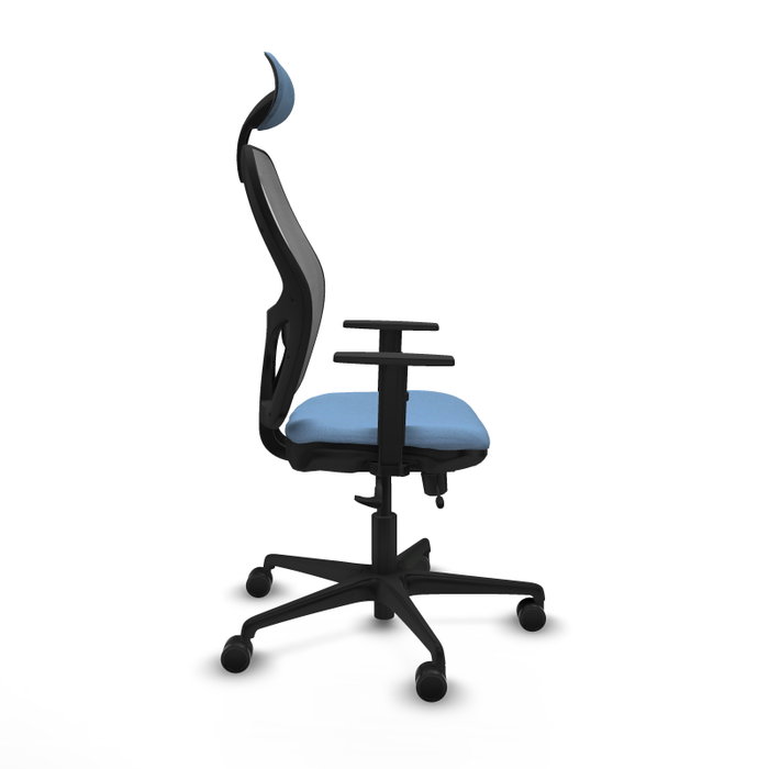 PIQUERAS Y CRESPO Silla de oficina Jorquera con mecanismo Sincro/Traslack, Tela Azul cielo y Malla Gris