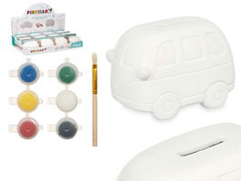 Pincello Hucha para Pintar Furgoneta con 6 Colores y Pincel 12 x 8.5 x 8.5 cm (Set de 24)