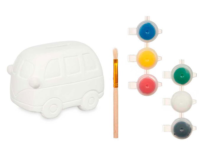Pincello Hucha para Pintar Furgoneta con 6 Colores y Pincel 12 x 8.5 x 8.5 cm (Set de 24)