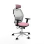 PIQUERAS Y CRESPO Silla de oficina Jorquera Rosa y Blanca con mecanismo Sincro/Traslack