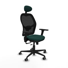 PIQUERAS Y CRESPO Silla de oficina Jorquera con mecanismo Sincro/Traslack Verde botella y Negro