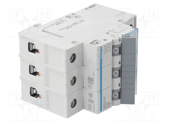 Hager MBN332 Interruptor magnetotérmico 3 polos 6kA B-32A Hager MBN332 Interruptor magnetotérmico 3 polos 6kA B-32A