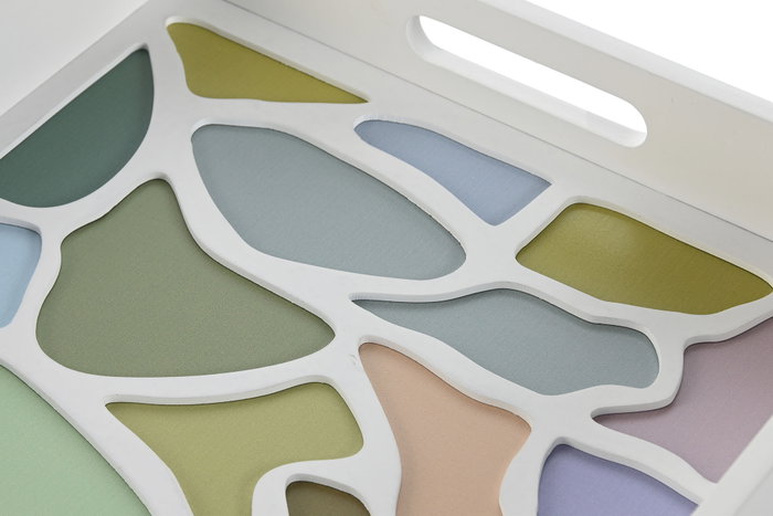 DKD Home Decor Bandeja MDF Guell Blanco 40x30x5 cm