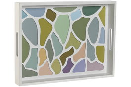 DKD Home Decor Bandeja MDF Guell Blanco 40x30x5 cm