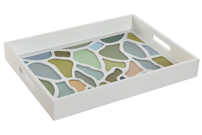 DKD Home Decor Bandeja MDF Guell Blanco 40x30x5 cm
