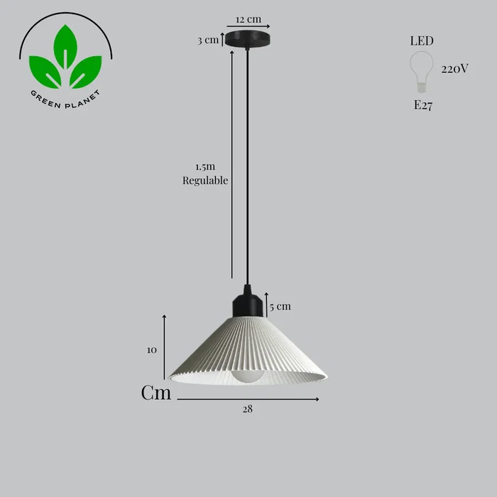 Lámpara Colgante Colt Blanco/Florón Negro/Cable Negro