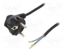 PLASTROL Cable de alimentación H03VV-F OMY 3x0,75mm2 Negro 2m