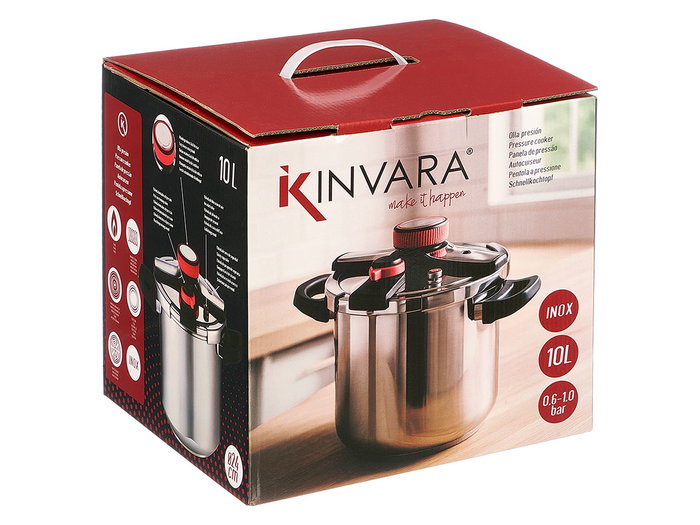 KINVARA Olla a Presión 10L con Ruedas de Silicona