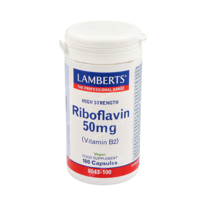 LAMBERTS Vitamina B2 (Riboflavina) 50 mg, 100 Cápsulas - Contribuye al Sistema Nervioso, Energía y Reducción Fatiga, Apto Veganos LAMBERTS Vitamina B2 (Riboflavina) 50 mg, 100 Cápsulas - Contribuye al Sistema Nervioso, Energía y Reducción Fatiga, Apto Veganos