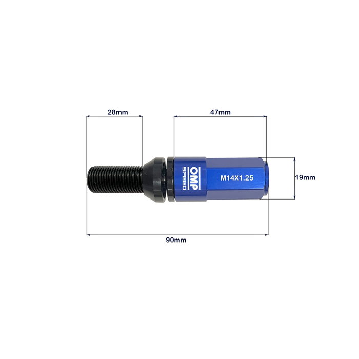Omp SPEED Juego de 20 Tornillos con Protector de Aluminio Azul M14x1.25 Omp SPEED Juego de 20 Tornillos con Protector de Aluminio Azul M14x1.25