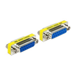DeLOCK 65480 Adaptador D-Sub 15 Pin Conector Hembra a Hembra Gender Changer, Color Azul y Plata