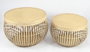 DKD Home Decor Set de 2 Mesitas Auxiliares de Ratán y Bambú, 51x51x34 cm, Natural