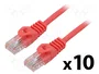 Lanberg Pack de 10 Patchcord categoría 5e UTP 0,5 m rojo Fluke Passed