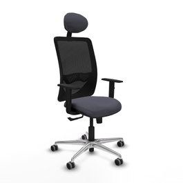 PIQUERAS Y CRESPO Silla de oficina Zulema con mecanismo Sincro, Gris oscuro y Negro