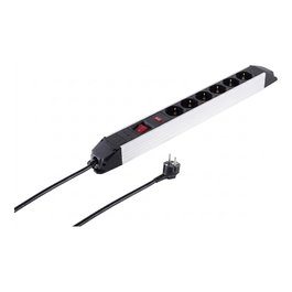 S-Impuls Regleta de aluminio de 6 salidas AC, Negro