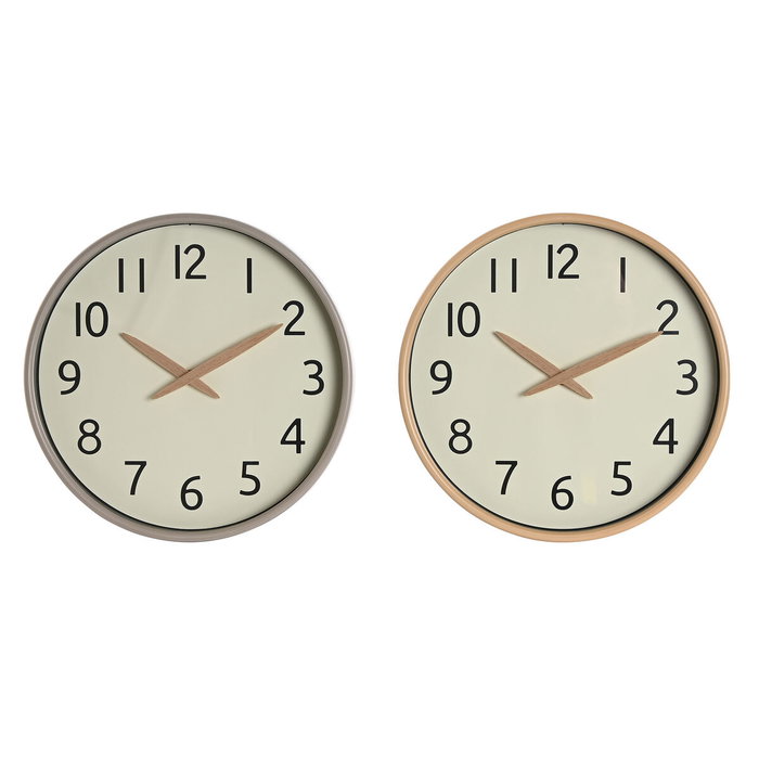 DKD Home Decor Set de 2 Relojes de Pared PVC Símil Madera Natural y Beige DKD Home Decor Set de 2 Relojes de Pared PVC Símil Madera Natural y Beige