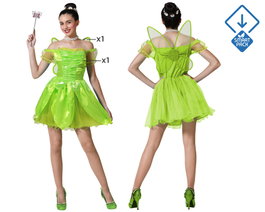 Disfraz Hada Verde Brillante con Alas Mujer Adulto XS-S