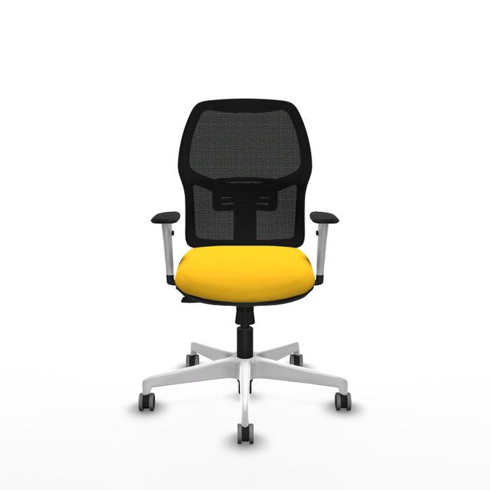 PIQUERAS Y CRESPO Silla de oficina Alfera traslack malla negra y asiento amarillo