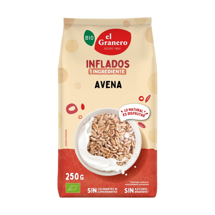 El Granero Integral Avena Hinchada Bio 250g - Cereales para Desayuno Crujientes El Granero Integral Avena Hinchada Bio 250g - Cereales para Desayuno Crujientes