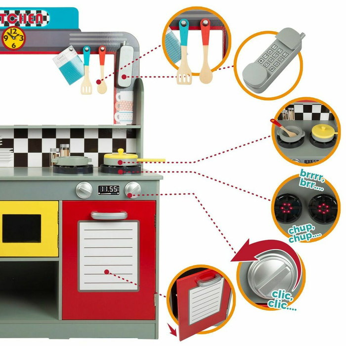 Color Baby Cocina retro de madera Woomax 90X58X104 cm