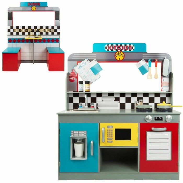 Color Baby Cocina retro de madera Woomax 90X58X104 cm