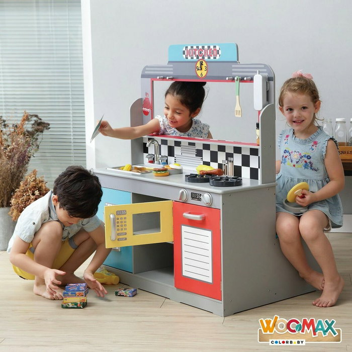 Color Baby Cocina retro de madera Woomax 90X58X104 cm