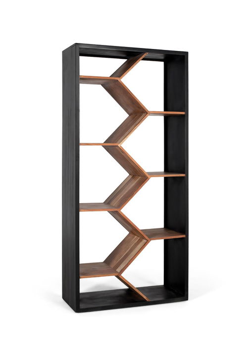 Giner y Colomer Librería de Madera de Mango con Diseño Contemporáneo y Geométrico