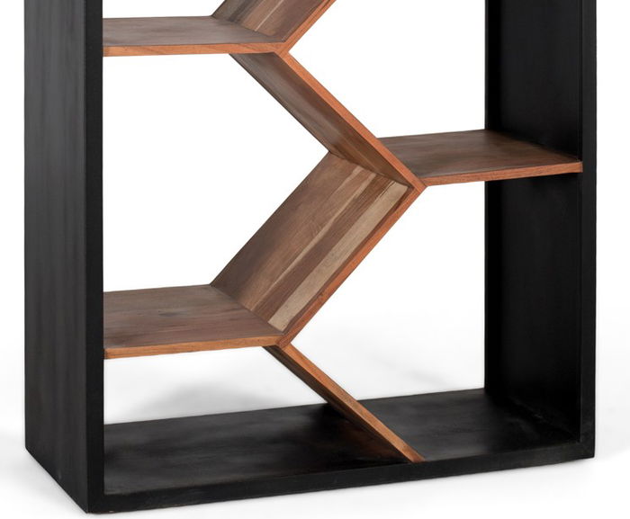 Giner y Colomer Librería de Madera de Mango con Diseño Contemporáneo y Geométrico