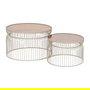 S/2 Mesa Centro Crema Metal-Cristal 65 X 65 X 40 cm