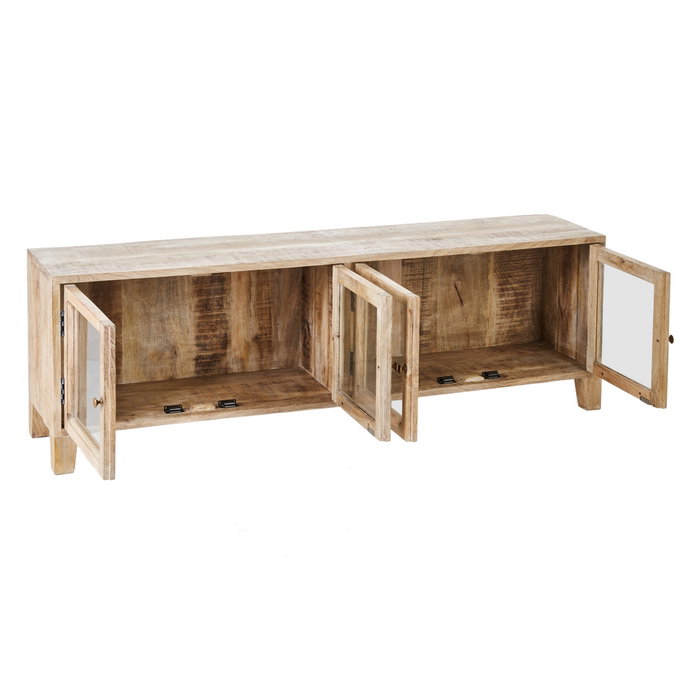 Mueble Tv Blanco Rozado Madera de Mango 160 X 35,50 X 52,50