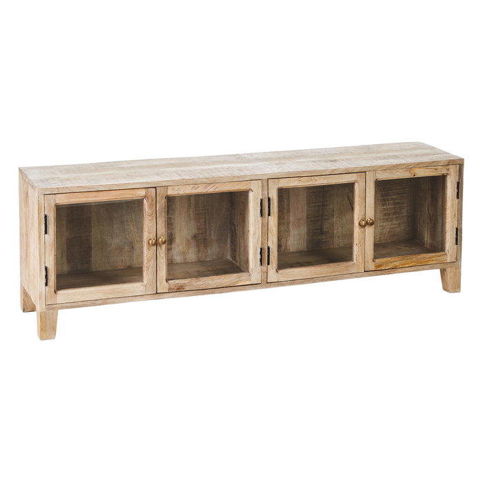 Mueble Tv Blanco Rozado Madera de Mango 160 X 35,50 X 52,50