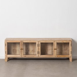 Mueble Tv Blanco Rozado Madera de Mango 160 X 35,50 X 52,50