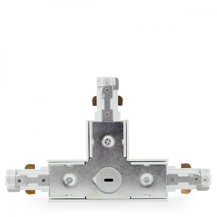 Conector T Carril Bifásico Blanco para Focos LED Conector T Carril Bifásico Blanco para Focos LED