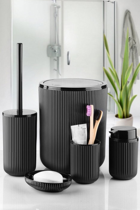 Mijölnir BNYST-3-5 Juego de Baño de 5 Piezas Negro Plástico Mijölnir BNYST-3-5 Juego de Baño de 5 Piezas Negro Plástico