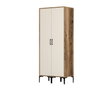 Hanah Home Armario Kumsal SS - Nogal, Crema - 80cm Ancho x 201.4cm Alto x 47.5cm Profundidad